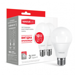 Купити Набор LED ламп MAXUS A60 10W теплый свет E27 (по 2 шт.) (2-LED-561-01) 89,00 грн