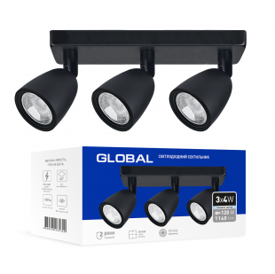Купити Світильник світлодіодний GSL-01S GLOBAL 12W 4100K чорний 995,00 грн
