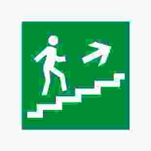 Купить Самоклеющаяся этикетка 50х50мм "Направление к эвакуационному выходу по лестнице направо вверх" (YPC30-50NEV-LNAPRVV) 2,57 грн