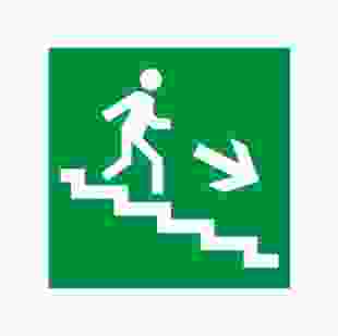 Купить Самоклеющаяся этикетка 50х50мм "Направление к эвакуационному выходу по лестнице направо вниз" (YPC30-50NEV-LNAPRVN) 2,80 грн