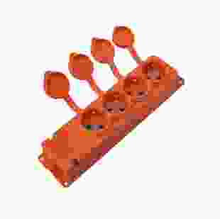 Розетка каучукова чотиримісна стаціонарна 4KMP-O 2Р+РЕ 16А IP44 помаранчева Bylion