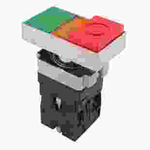 Купити Кнопка подвійна квадратна з підсвіткою (випукла червона) e.mb.bw8465 1NO+1NC 137,08 грн