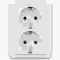 Розетка с заземлением двойная с рамкой белая REGINA (под винт), 16А/230В (Арт. 13003403)