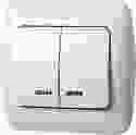 Купити Вимикач e.install.stand.812L+f.cer двохклавішний з підсвіткою з рамкою 43,98 грн