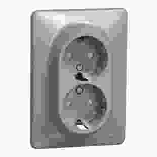 Купити Розетка 2-на з з/к та зі шторками, алюміній Sedna Design 443,70 грн