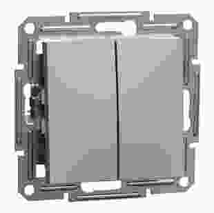 Купити Вимикач 2-клавішний прохідний, сталь, Asfora 373,60 грн