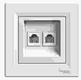 Купити Розетка телефонна RJ11 4 контакта, подвійна, крем, Asfora 283,75 грн