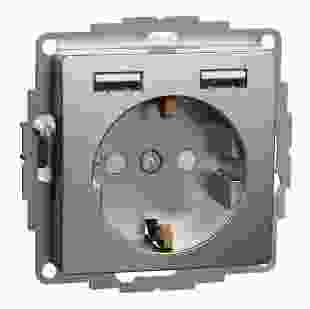 Купити Розетка 1-на з з/к + 2 USB тип А матовий алюміній Sedna Elements 4 380,10 грн
