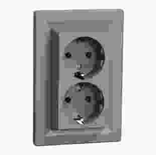 Купити Розетка подвійна з заземлюючим контактом, сталь, Asfora 530,60 грн