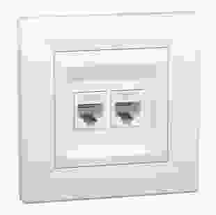 Купити Розетка комп'ютерна подвійна RJ45 кат.6е UTP, біла, Asfora 865,00 грн
