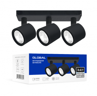 Купити Світильник світлодіодний GSL-02S GLOBAL 12W 4100K чорний 995,00 грн