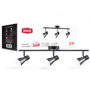 Купити Світильник світлодіодний MSL-02C MAXUS 12W 4100K чорний 1 150,00 грн