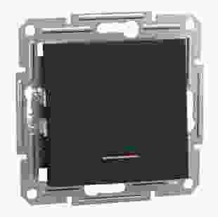 Купити Перемикач 1-клавішний з підсвіткою, самозажимний контакт, антрацит, Asfora 370,30 грн