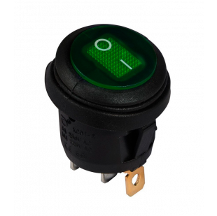 KCD1-8-101WN G/B 220V Переключатель, 1 клавиша, круглый влагозащищенный зеленый с подсветкой TNSy