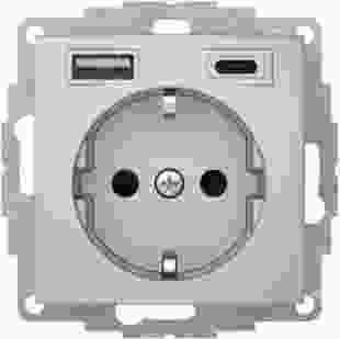 Купити Розетка з з/к 16А/250В + 2хUSB A-С /3A, алюміній S.1 4 410,00 грн