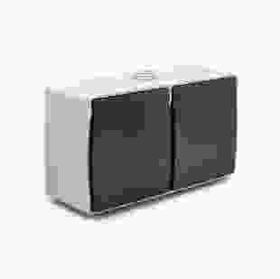 Купити Вимикач накладний вологозахищений подвійний T-proof cірий, TAKEL 98,20 грн