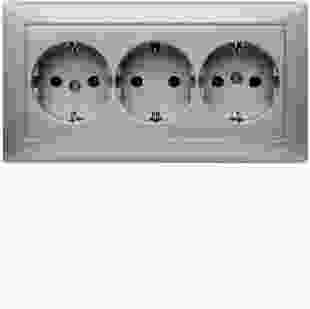 Купити Розетка з з/к потрійна, цільна, алюміній 16А/250В S.1 1 165,70 грн
