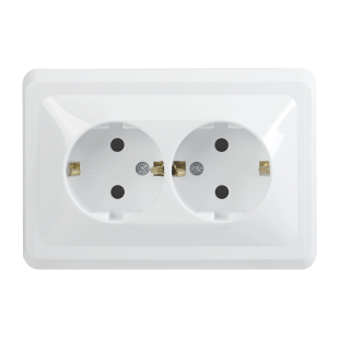 Купити РС12-3-ВБ Розетка 2місц. з з/к без зах.штор. 16А ВЕГА (білий) IEK 36,50 грн