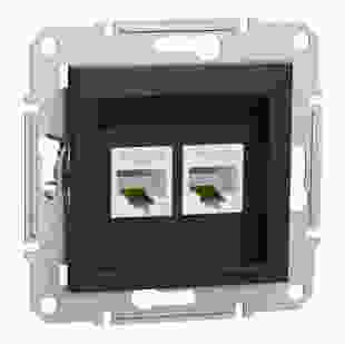 Купити Розетка комп'ютерна подвійна RJ45 кат.5е UTP, антрацит, Asfora 679,70 грн