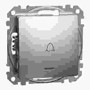 Купити Вимикач кнопковий 1-клавішний з символом ''Дзвоник'' з синьою підсвіткою, 10A, матовий алюміній, Sedna Elements 811,30 грн