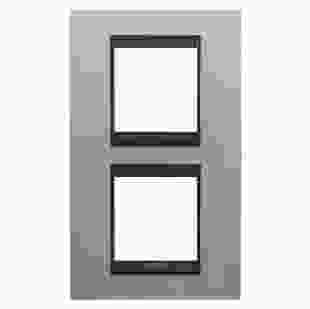 Рамка Chorusmart LUX 2+2M вертикальная металлическая матовый алюминий/скамейка GEWISS
