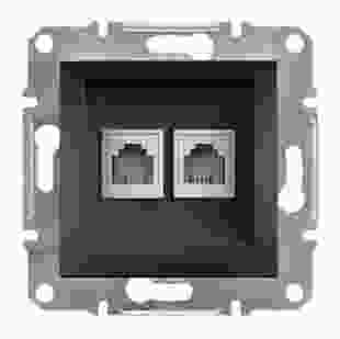 Купити Розетка телефонна RJ11 4 контакта, подвійна, антрацит, Asfora 342,70 грн