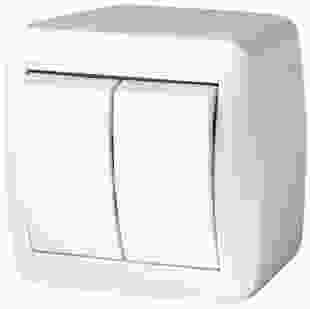 Купити Вимикач двохклавішний e.aqua.1112.gr для зовнішнього монтажу, IP44 79,80 грн