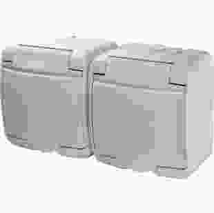 Розетка 2-на з з/к Schuko RHE-2s (біла/біла кришка, IP54)