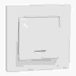 Купити Вимикач 1-клавішний з підсвіткою, самозажимний контакт, білий, Asfora 194,20 грн