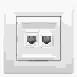 Купити Розетка телефонна RJ11 4 контакта, подвійна, біла, Asfora 323,80 грн