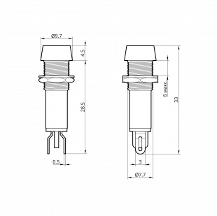 Купити Світлодіодний індикатор металевий AD22C-8 24v AС/DС, червоний, TAKEL 32,00 грн