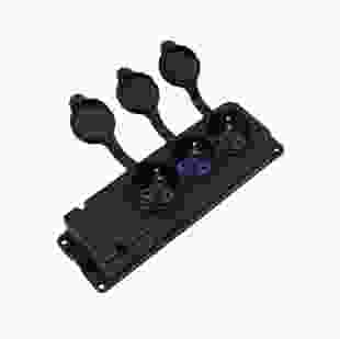 Купити Розетка каучукова тримісна стаціонарна 3KMP 2Р+РЕ 16А IP44 чорна Bylion , TAKEL 149,90 грн