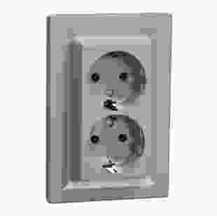 Купити Розетка подвійна з заземлюючим контактом, алюміній, Asfora 530,60 грн