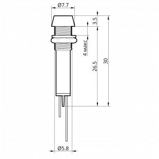 Купити Світлодіодний індикатор металевий AD22C-6 24v AС/DС, зелений, TAKEL 29,60 грн