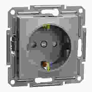 Купити Розетка з заземлюючим контактом з захисною шторкою, сталь, Asfora 156,90 грн