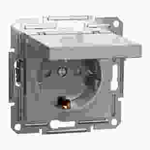 Купити Розетка з кришкою з заземлюючим контактом, алюміній, Asfora 254,60 грн