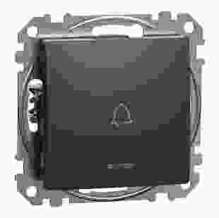 Купити Вимикач кнопковий 1-клавішний з символом ''Дзвоник'' з синьою підсвіткою, 10A, чорний, Sedna Design 782,50 грн