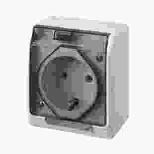 Розетка Hermes 1-на з з/к IP44 (димчаста кришка)