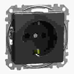 Купити Розетка 1-на з з/к та зі шторками, чорна Sedna Design 211,10 грн