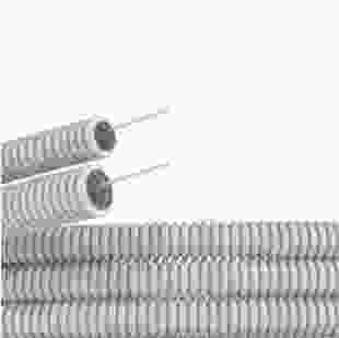 Купити Труба ПВХ гнучка гофр. д.32мм, стандартна з протяжкою, сірий колір, бухта 25 м.п. 19,00 грн