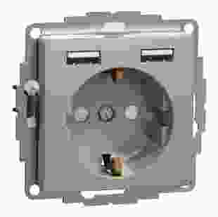 Купити Розетка 1-на з з/к + 2 USB тип А, алюміній Sedna Design 3 618,70 грн