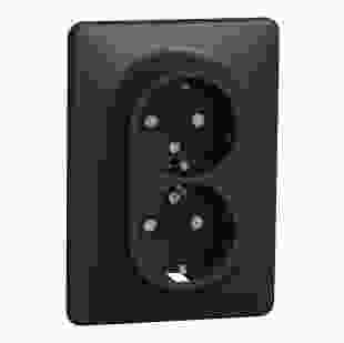 Купити Розетка 2-на з з/к та зі шторками, чорна Sedna Design 443,70 грн