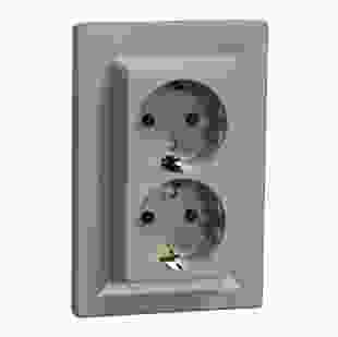 Купити Розетка подвійна з заземлюючим контактом, бронза, Asfora 530,60 грн