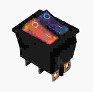 Купити KCD2-2101N Y+BL/B 220V Перемикач, 2 клавіші, жовтий+синій з підсвічуванням TNSy 27,40 грн
