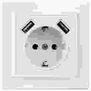 Купити Розетка з заземленням+подвійна USB  розетка Enzo(білий) 314,43 грн