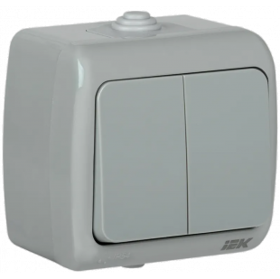 Купити Вимикач 2-клавішний для відкритої установки ВС-20-2-0-А 10А IP54 AQUATIC IEK 61,80 грн