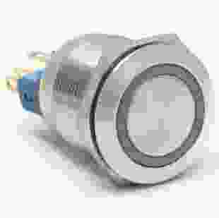 Кнопка металлическая КНМ-22-FJ-EZ 220V 1NO1NC с фиксацией, зеленый, TAKEL