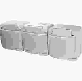Купити Розетка 3-на з з/к Schuko RHE-3s (біла/біла кришка, IP54) 572,00 грн