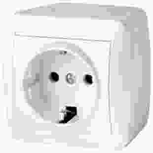 Купити Розетка одинарна e.aqua.1230.gr з з/к, для зовнішнього монтажу, IP20, без кришки 81,00 грн