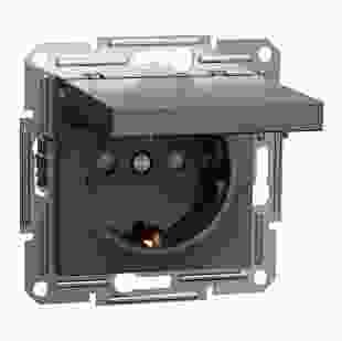 Купити Розетка з кришкою з заземлюючим контактом, антрацит, Asfora 208,50 грн